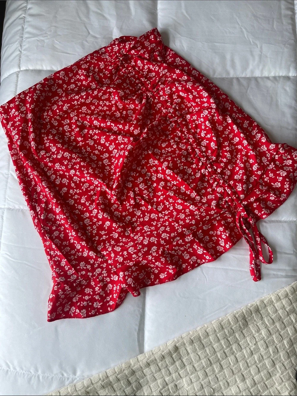 Red Floral Wrap Skirt